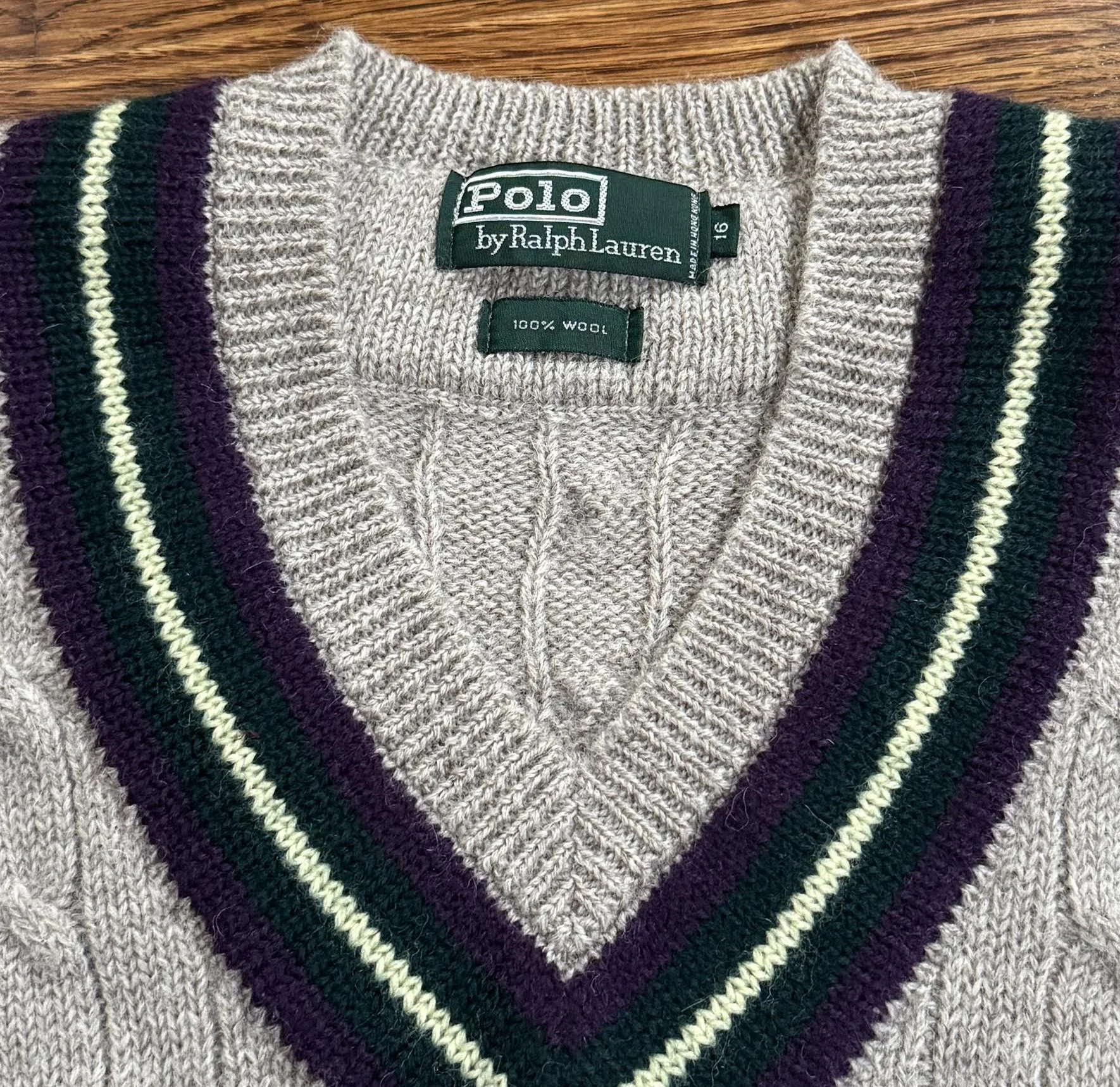 Vintage Women's Polo Ralph Lauren Cable Knit Wool Cricket